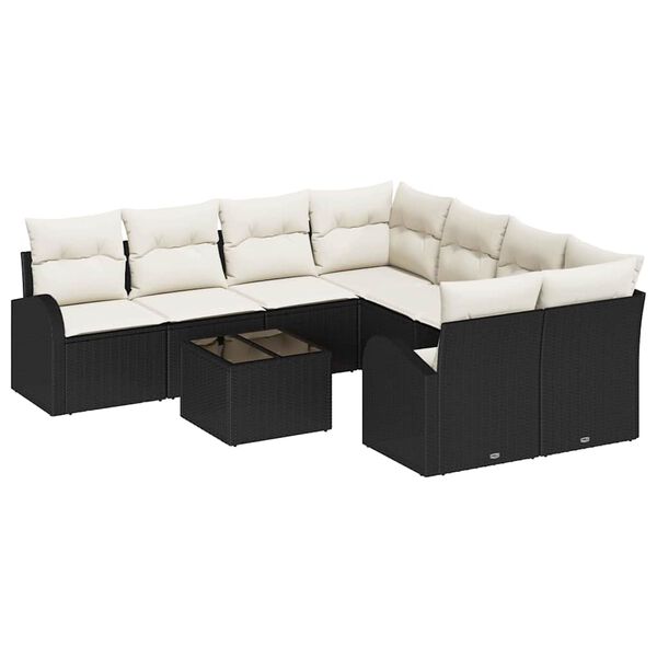 vidaXL Set Divano da Giardino Nero 55 x 55 x 37 cm polyrattan