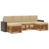 vidaXL Set divani 6 pcs Naturale e Beige Legno di Acacia Massello