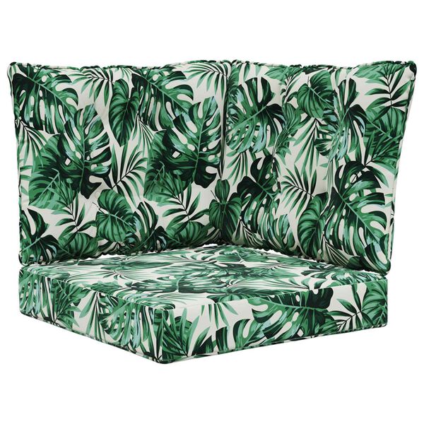 vidaXL Cuscino per divano da esterno 3 pcs Motivo Foglia Poliestere