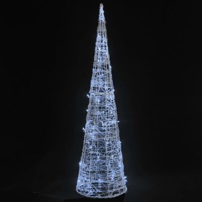 vidaXL Piramide Decorativa Cono Luce LED Acrilico Bianco Freddo 90 cm