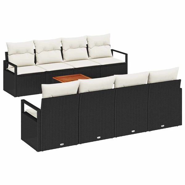 vidaXL Set Divano da Giardino 9 pcs Nero e bianco