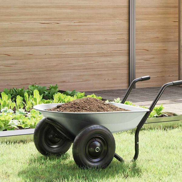 vidaXL Sostituzione Vassoio Carriola Argento 90 x 63 x 28 cm Acciaio