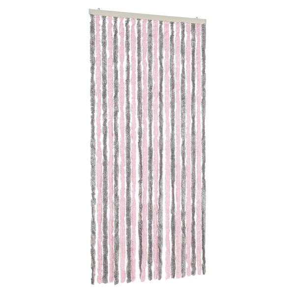 vidaXL Tenda Antimosche Grigio Argento e Rosa 90x200 cm in Ciniglia