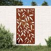 vidaXL Decorazione Muro Giardino 105x55 cm Foglie Bamb&ugrave; Acciaio Corten