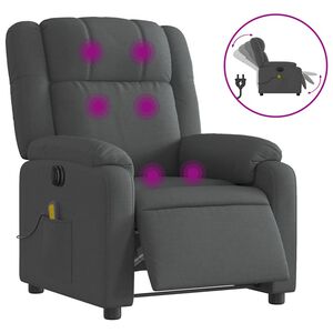 vidaXL Poltrona Reclinabile Massaggio Elettrica Grigio Scuro Tessuto