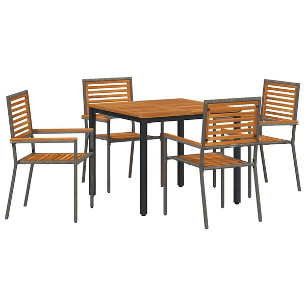 vidaXL Set da Pranzo per Giardino 5 pcs Grigio 90 x 90 x 75 cm