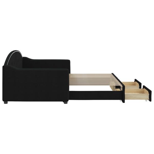 vidaXL Divano Letto Estraibile con Cassetti Nero 90x200 cm in Tessuto
