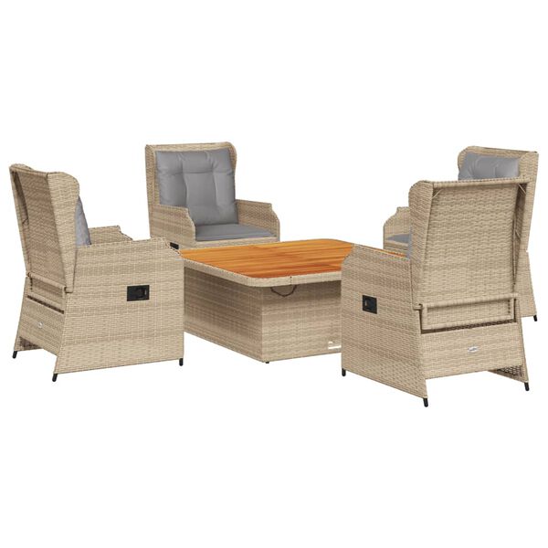 vidaXL Set Divani da Giardino 5 pz con Cuscini in Polyrattan Beige