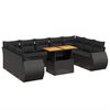 vidaXL Set Divani da Giardino 10pz con Cuscini in Polyrattan Nero