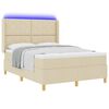 vidaXL Letto a molle con materasso con led Crema 160 x 200 cm Tessuto
