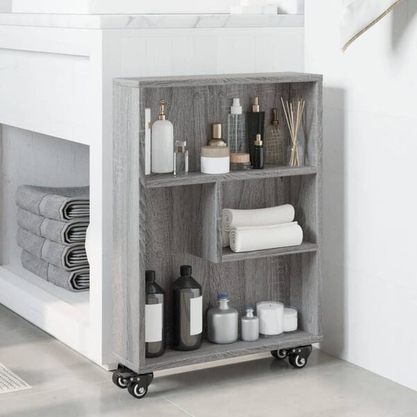 vidaXL Carrello Stretto Grigio Sonoma 48x13x68 cm in Truciolato