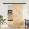 vidaXL Porta Scorrevole con Set Hardware 90x210 cm Legno Massello Pino