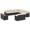 vidaXL Set Divani da Giardino 13pz con Cuscini Nero in Polyrattan