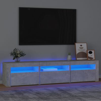 vidaXL Mobile Porta TV con Luci LED Grigio Cemento 180x35x40 cm