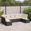 vidaXL Set Divano da Giardino con cuscino 7 pcs Nero polyrattan
