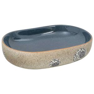 vidaXL Lavabo da Appoggio Sabbia e Blu Ovale 59x40x14 cm Ceramica