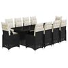 vidaXL Set da Bistr&ograve; da Giardino 11 pz con Cuscini Nero in Polyrattan