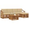 vidaXL Set divani 6 pcs Naturale e Beige Legno di Acacia Massello