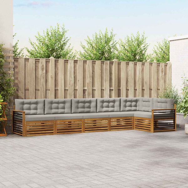 vidaXL Set di divani da esterno 6 pcs Grigio Naturale e Chiaro