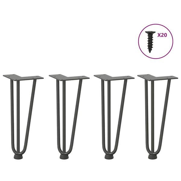 vidaXL Gambe a forcina per tavolino 4 pz antracite 30 cm acciaio massiccio