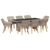 vidaXL Set da Pranzo per Giardino 9 pz Grigio chiaro polyrattan