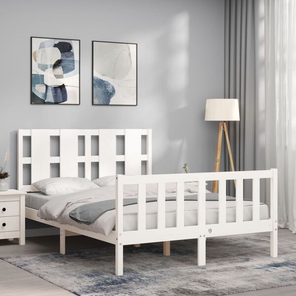vidaXL Letto senza Materasso Bianco 140x190 cm Legno Massello di Pino