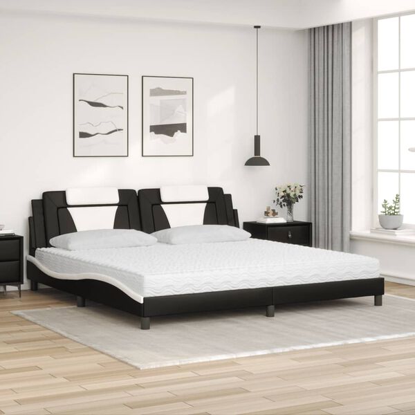 vidaXL Letto Viana con Materasso Nero e Bianco 200x200cm in Similpelle