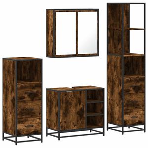 vidaXL Set Mobili da Bagno 4 pz Rovere Fumo in Legno Multistrato