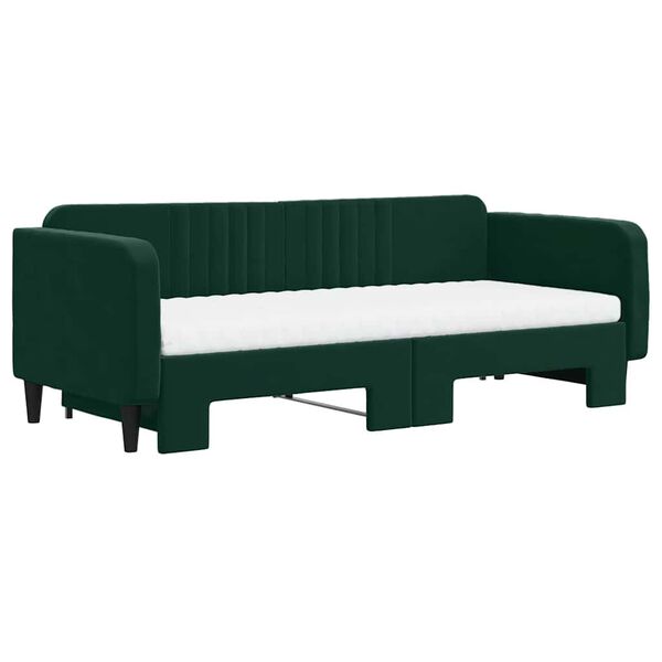 vidaXL Divano Letto Estraibile Materassi Verde Scuro 90x200 Velluto