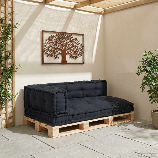 vidaXL Cuscino per Divano Pallet 3 pcs Antracite 120 x 80 x 38 cm