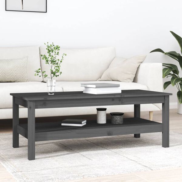 vidaXL Tavolino da Salotto Grigio 110x50x40 cm Legno Massello di Pino