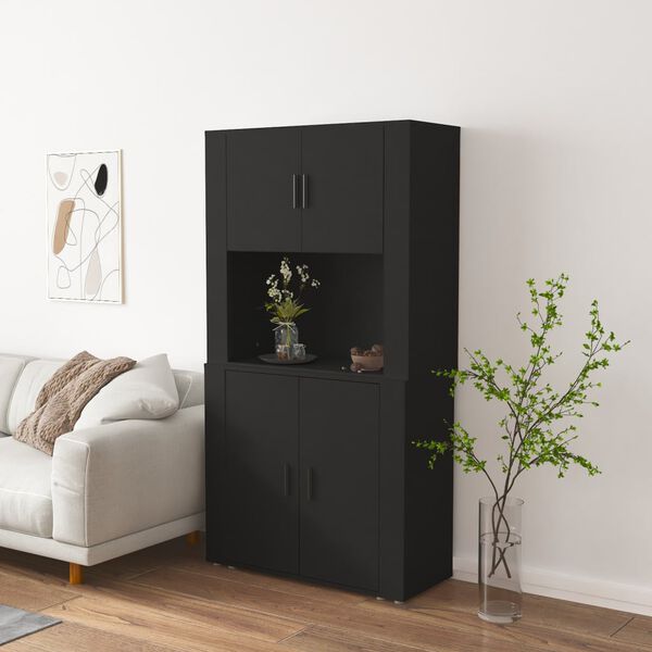 vidaXL Credenza Nera in Legno Multistrato