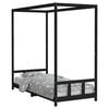 vidaXL Giroletto per Bambini Nero 90x200 cm in Legno Massello di Pino