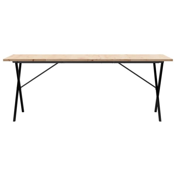 vidaXL Tavolo Pranzo Telaio a X 200x100x75,5 cm Legno Pino e Acciaio