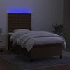 vidaXL Letto a Molle Materasso e LED Marrone Scuro 90x200cm in Tessuto