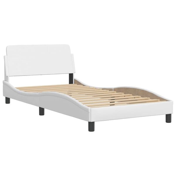 vidaXL Letto con Materasso Hvar Bianco 100x200 cm in Similpelle