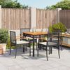 vidaXL Set da Pranzo da Giardino 5 pz Nero con Cuscini in Polyrattan