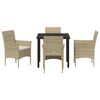vidaXL Set da Pranzo per Giardino con cuscino 5 pcs Beige polyrattan