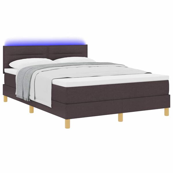 vidaXL Letto a Sorgente LED con led Marrone Scuro 160 x 200 cm Tessuto