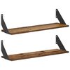 vidaXL Scaffali da parete 2 pz Legno antico 70 x 20 x 17 cm