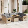 vidaXL Set Divano da Giardino 10 pz con Cuscini Beige in Polyrattan