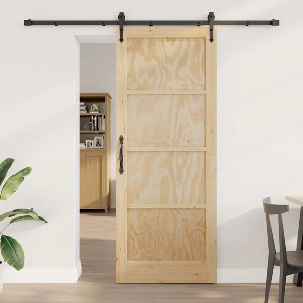 vidaXL Porta scorrevole ORKDAL Marrone 83 x 211 cm Pino massello