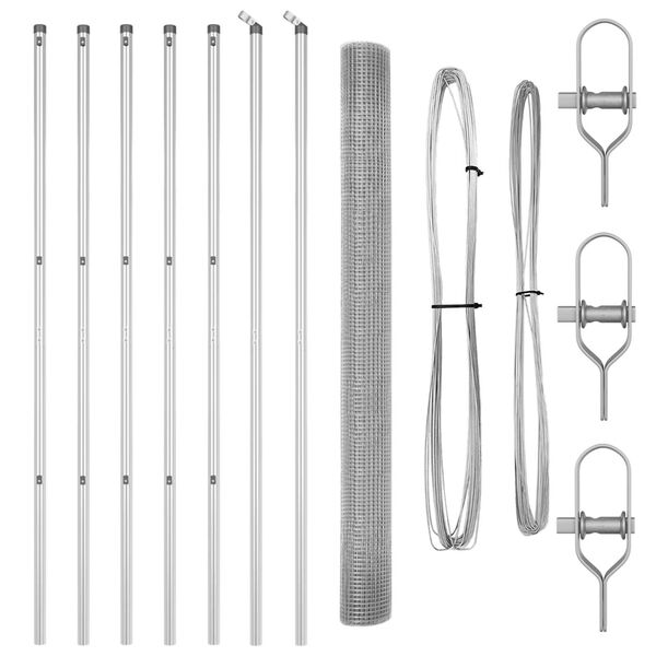 vidaXL Recinzione con pali. Argento 1.6 x 10 m Acciaio