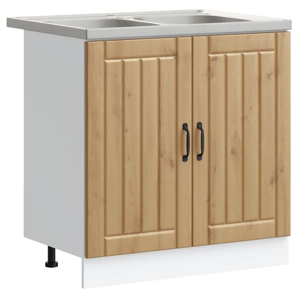 vidaXL Mobiletto per lavabo con porta Lucca 2 pcs Rovere artigianale