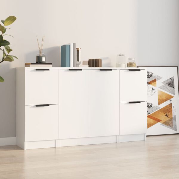 vidaXL Credenze 3 pz Bianco in Legno Multistrato