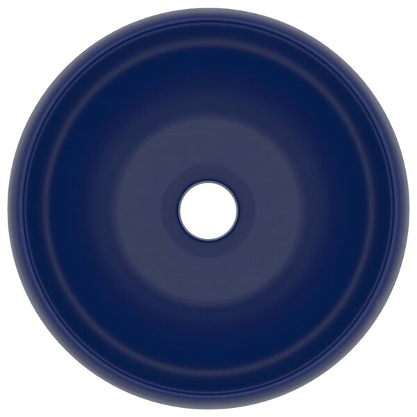 vidaXL Lavandino Lusso Rotondo Blu Scuro Opaco 40x15 cm in Ceramica