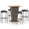 vidaXL Set da Bar da Giardino 5 pz con Cuscini in Polyrattan Grigio