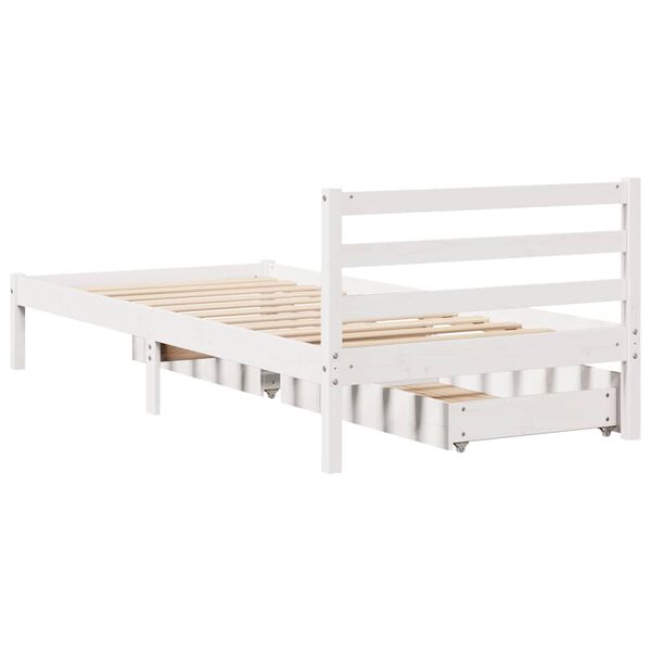 Letto Con Spazio Di Archiviazione VidaXL Letto Senza Materasso Bianco 90x190 Cm In Legno Massello Pino 11 Letto Con Spazio Sotto - 6