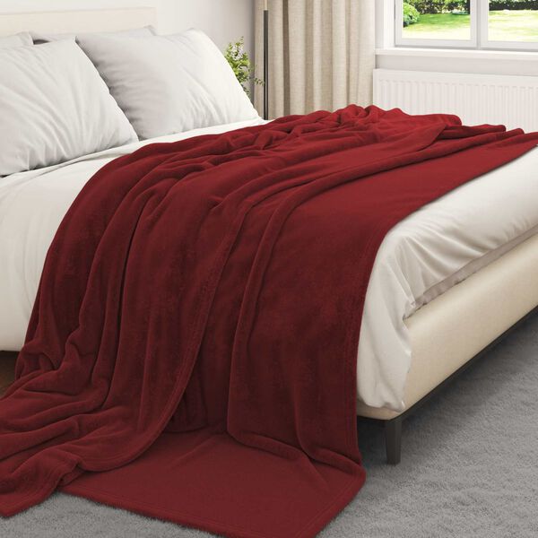 vidaXL Coperta Rosso Bordeaux 220 x 240 cm Panno