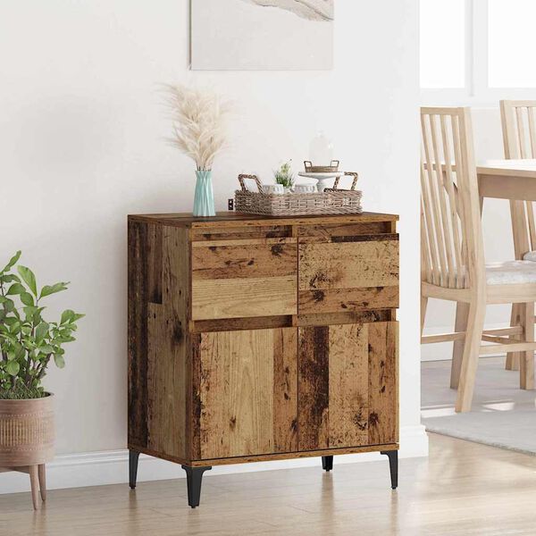 vidaXL Credenza con cassetto Legno vecchio 60 x 35 x 70 cm
